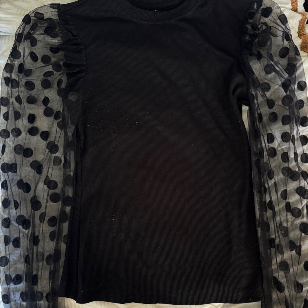 SHEIN Black Ribbed Knit Top